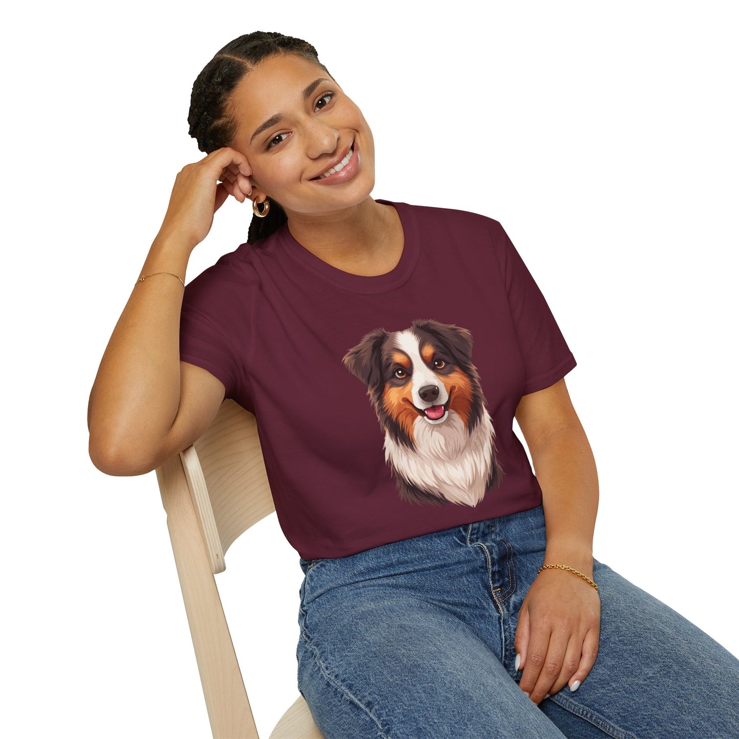 Australian Shepherd Dog Portrait Shirt – Aussie Dog Lover Gift, Cute Dog Mom Tee, Dog Dad Shirt, Pet Breed Apparel