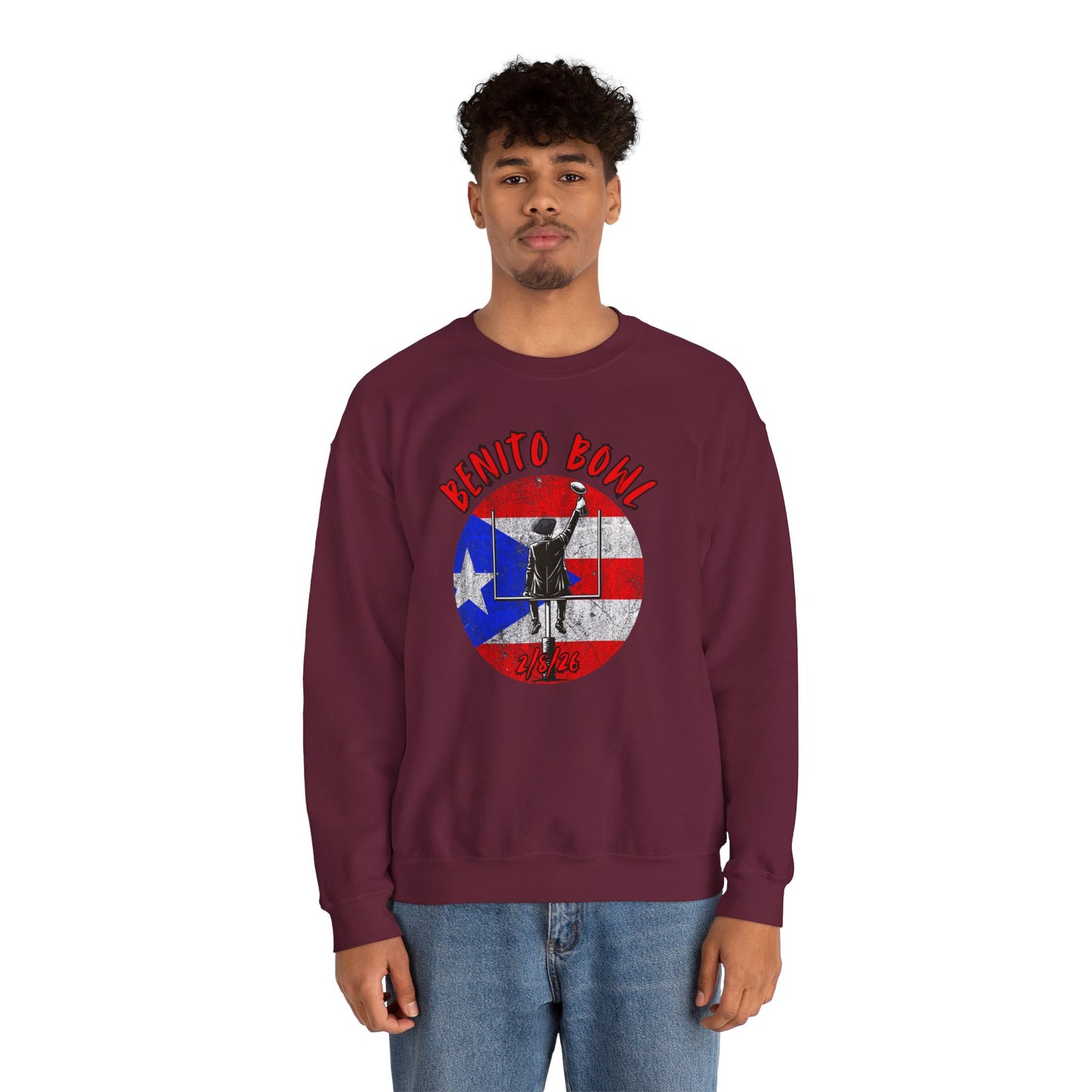 Benito Bowl 2/8/26 Sweatshirt – Puerto Rico Heritage, Boricua Pride Football Fan Sweatshirt