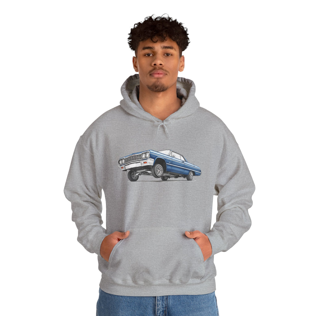 Classic Car Hoodie, Lowrider Car Hoodie, Blue Vintage Car Sweatshirt, Car Enthusiast Gift, Unisex Automotive Hoodie