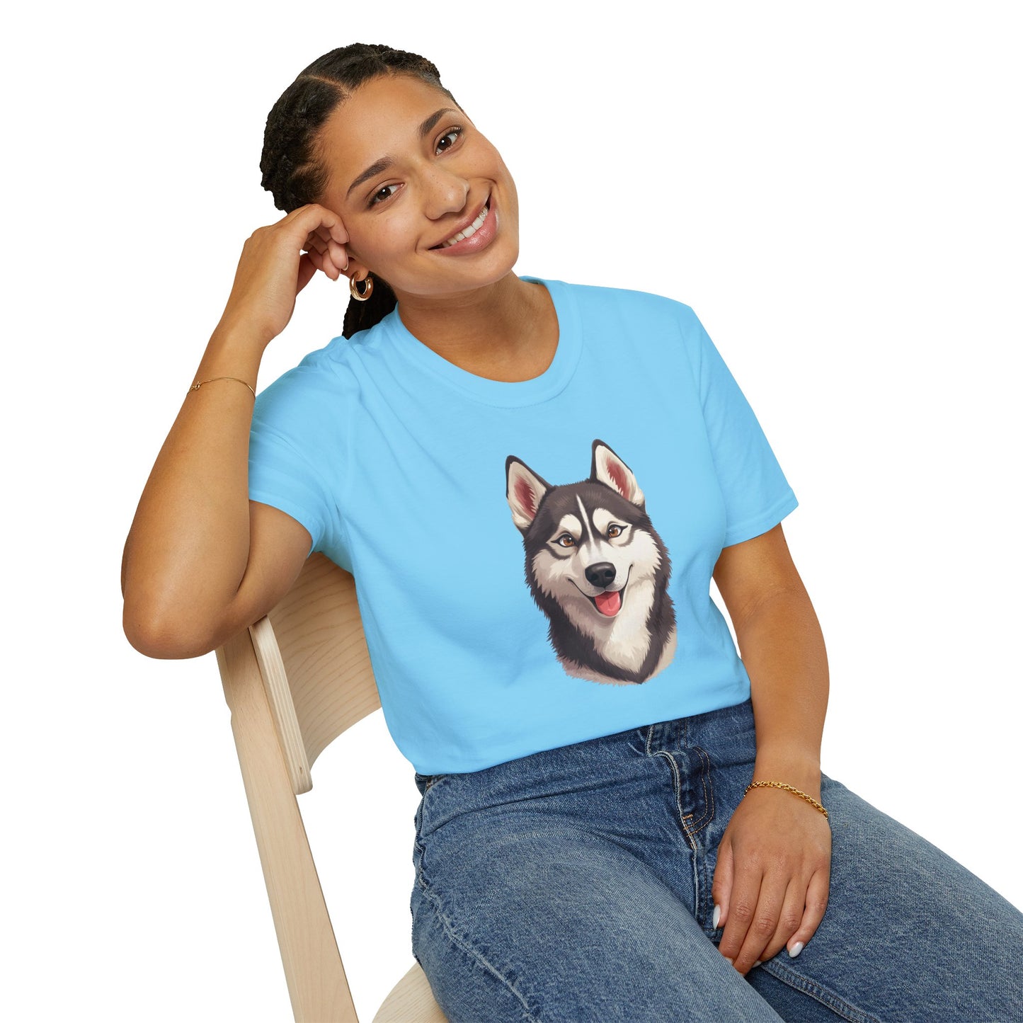 Siberian Husky Dog Portrait Shirt – Husky Dog Lover Gift, Cute Dog Mom Tee, Dog Dad Shirt, Pet Breed Apparel