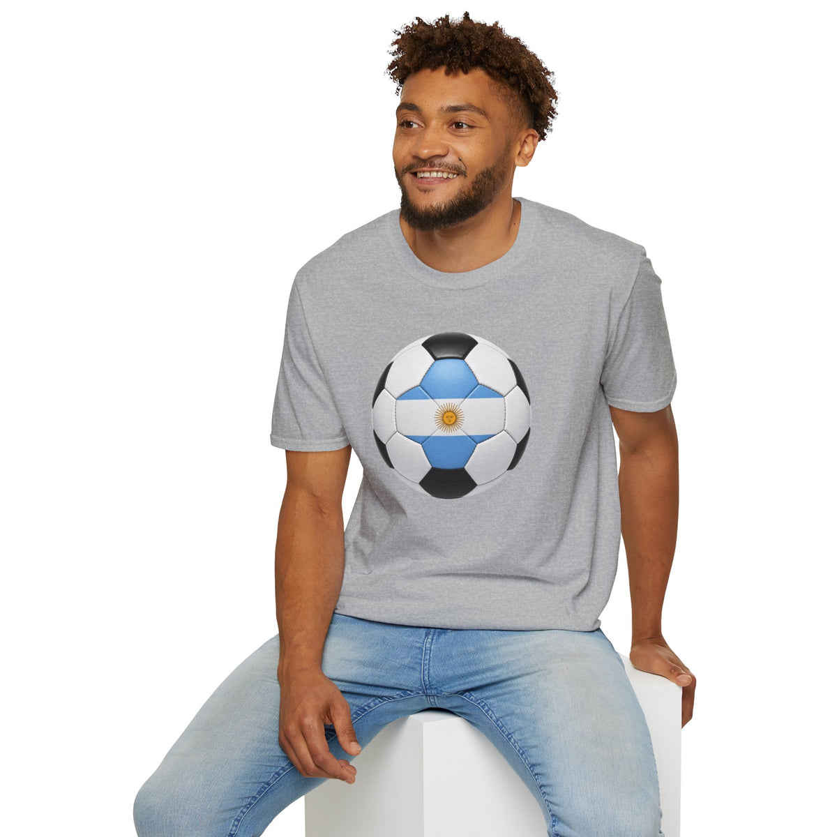 Argentina Soccer Ball Shirt, Argentina Futbol Tee, Light Blue White Soccer T-Shirt, Game Day Fan Shirt, Sports Gift