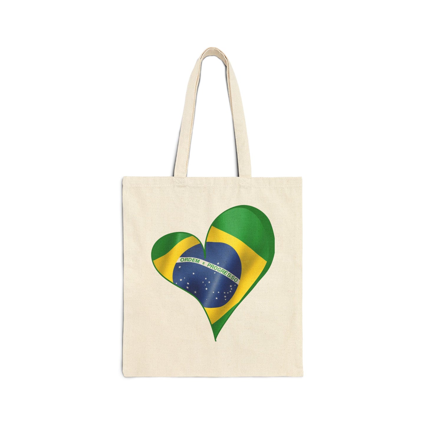 Brazil Flag Heart Tote Bag, Cotton Canvas Grocery Shopping Beach Handbag, Brazilian Pride Gift, Patriotic Shoulder Bag