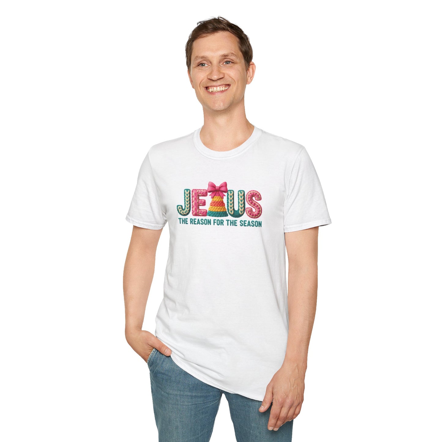 Jesus Christmas T-Shirt – The Reason for the Season Tee, Faith Christian Holiday Shirt with Bow Design