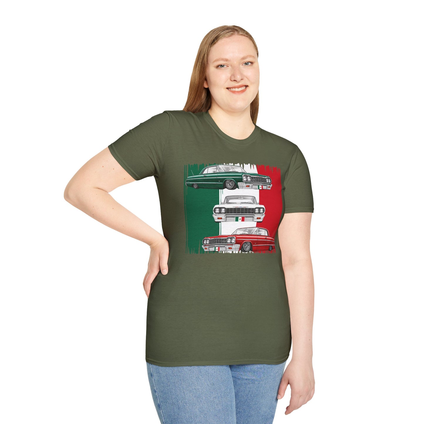Lowrider Shirt, Mexican Flag Classic Car Tee, Vintage Car Graphic Shirt, Car Enthusiast Gift, Retro Auto Unisex Tee