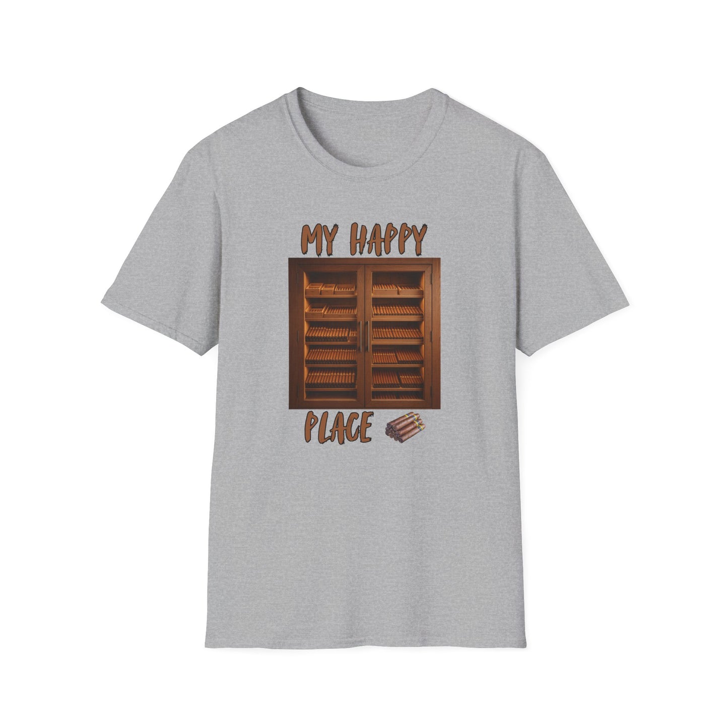 My Happy Place Cigar Unisex T-Shirt, BBQ Pool Party Shirt, Relaxation Leisure, Cigar lover Gift, Cigar Aficionado, Dad Gift, Summer Shirt