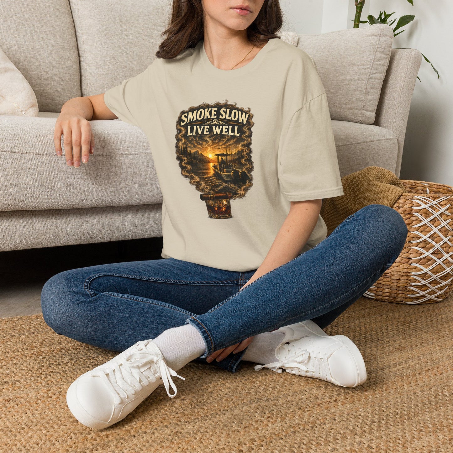 Smoke Slow Live Well Fishing T-Shirt – Cigar, Whiskey & Angler Lifestyle Tee