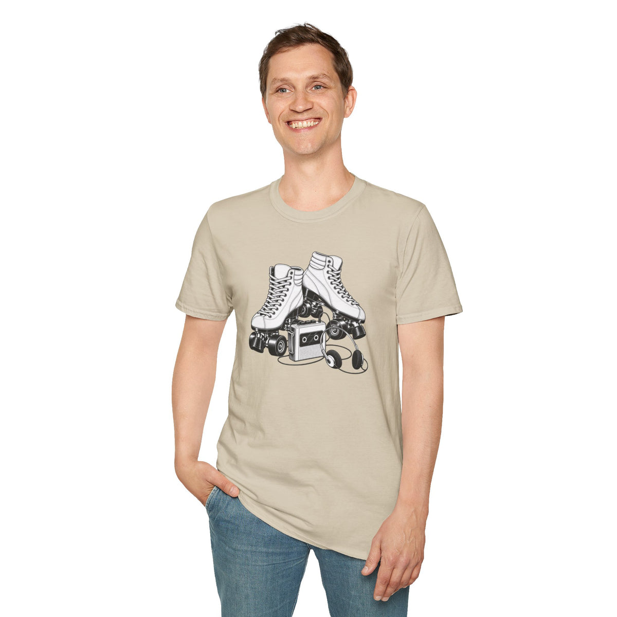 Roller Skate T-Shirt, Retro Cassette Tee, Vintage Roller Rink Shirt, Music Lover Gift, Skater Tee