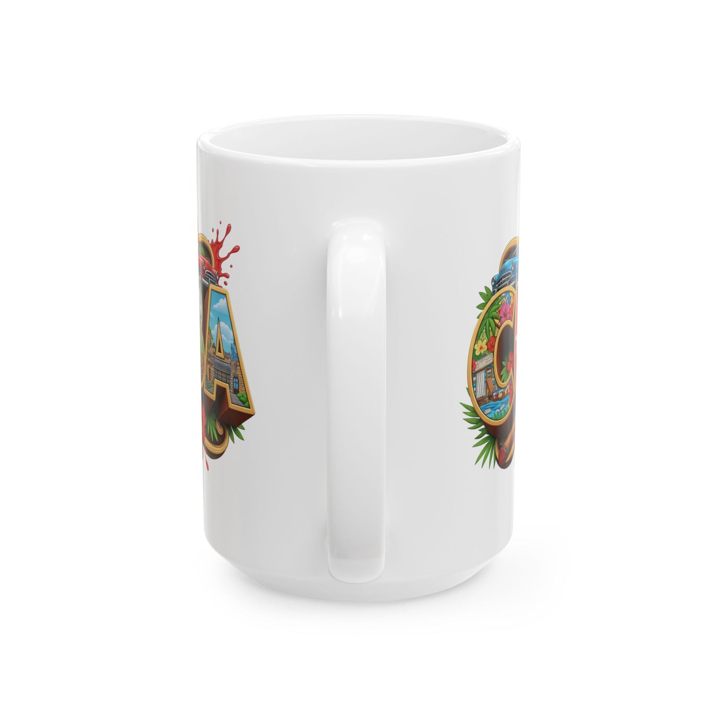 Colorful Cuban Flag Ceramic Mug, 11oz 15oz - Vibrant Cuba Souvenir Coffee Cup, Patriotic Tea Mug, Cuban American Gift, Kitchen Decor