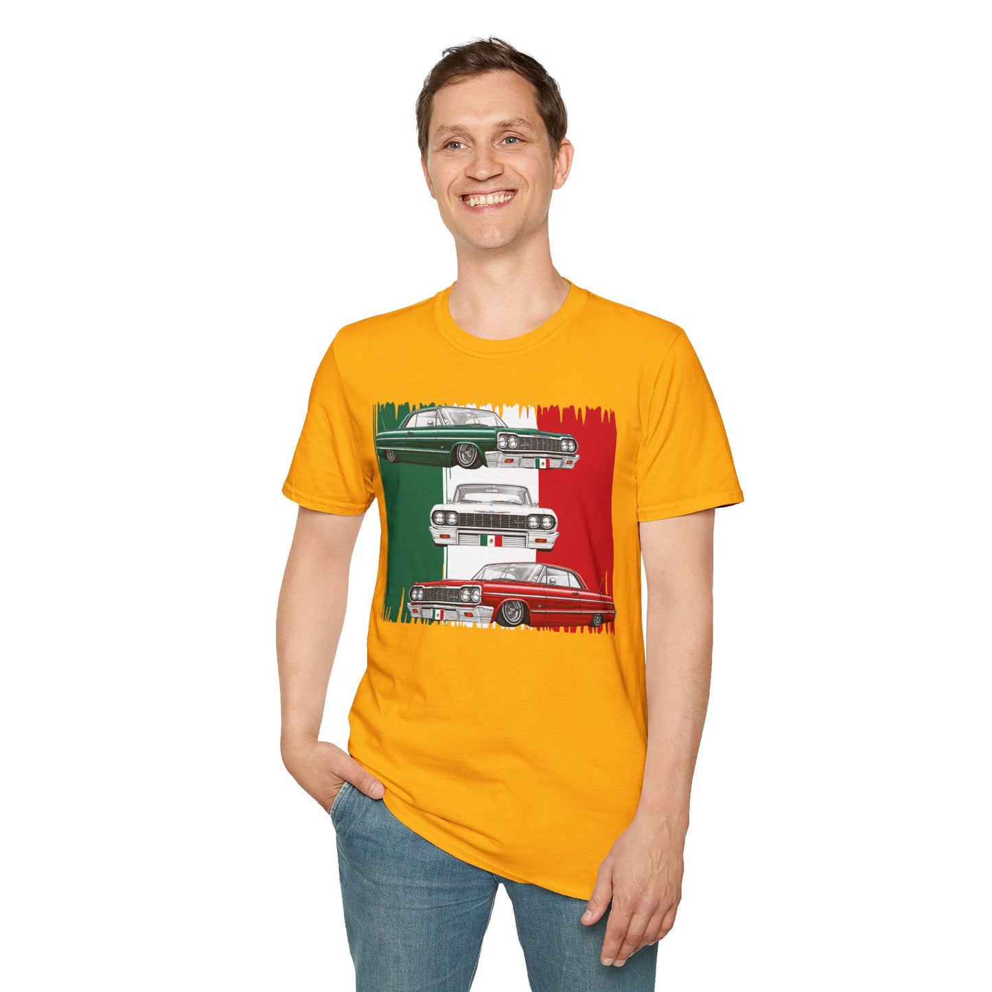 Lowrider Shirt, Mexican Flag Classic Car Tee, Vintage Car Graphic Shirt, Car Enthusiast Gift, Retro Auto Unisex Tee