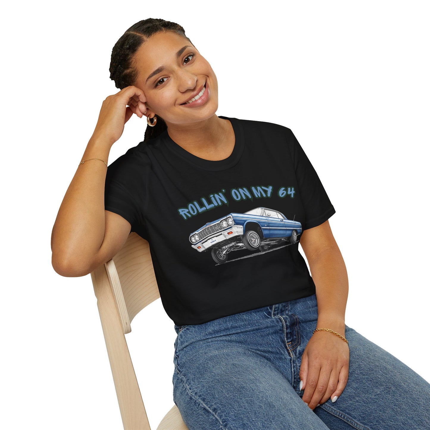 Lowrider Shirt, Rollin On My 64 Tee, Classic Car Graphic Shirt, Vintage Car Enthusiast Gift, Retro Auto Unisex Tee