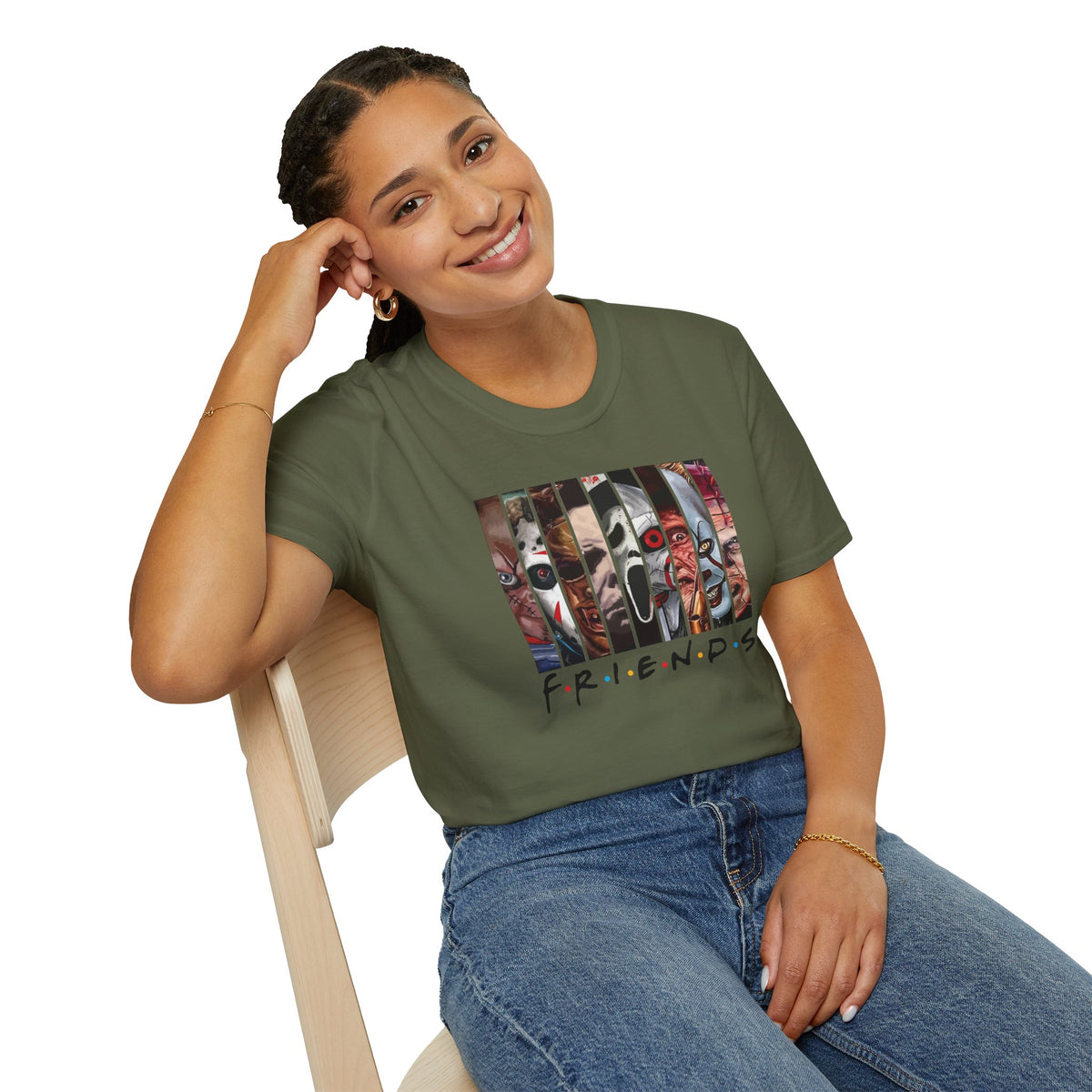 Horror Movie Villains Halloween Friends Softstyle T-Shirt, Scary Movie Tee, Halloween Shirt, Horror Movie Fan Gift, Horror Movie Characters