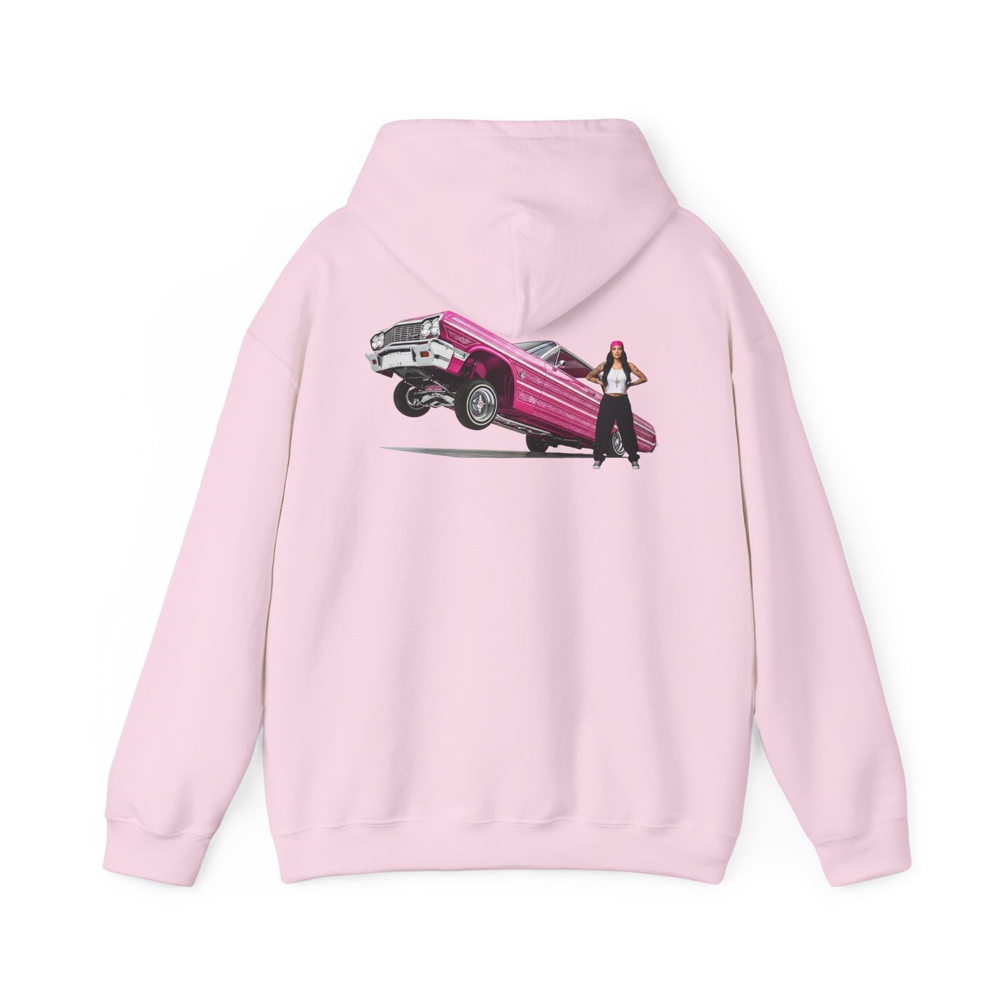 1964 Chevy Impala Hydraulics Lowrider Ink Drawing Hoodie - Old School Hip Hop Cholo Art Design - Chicano Car Club Graphic Hoodie