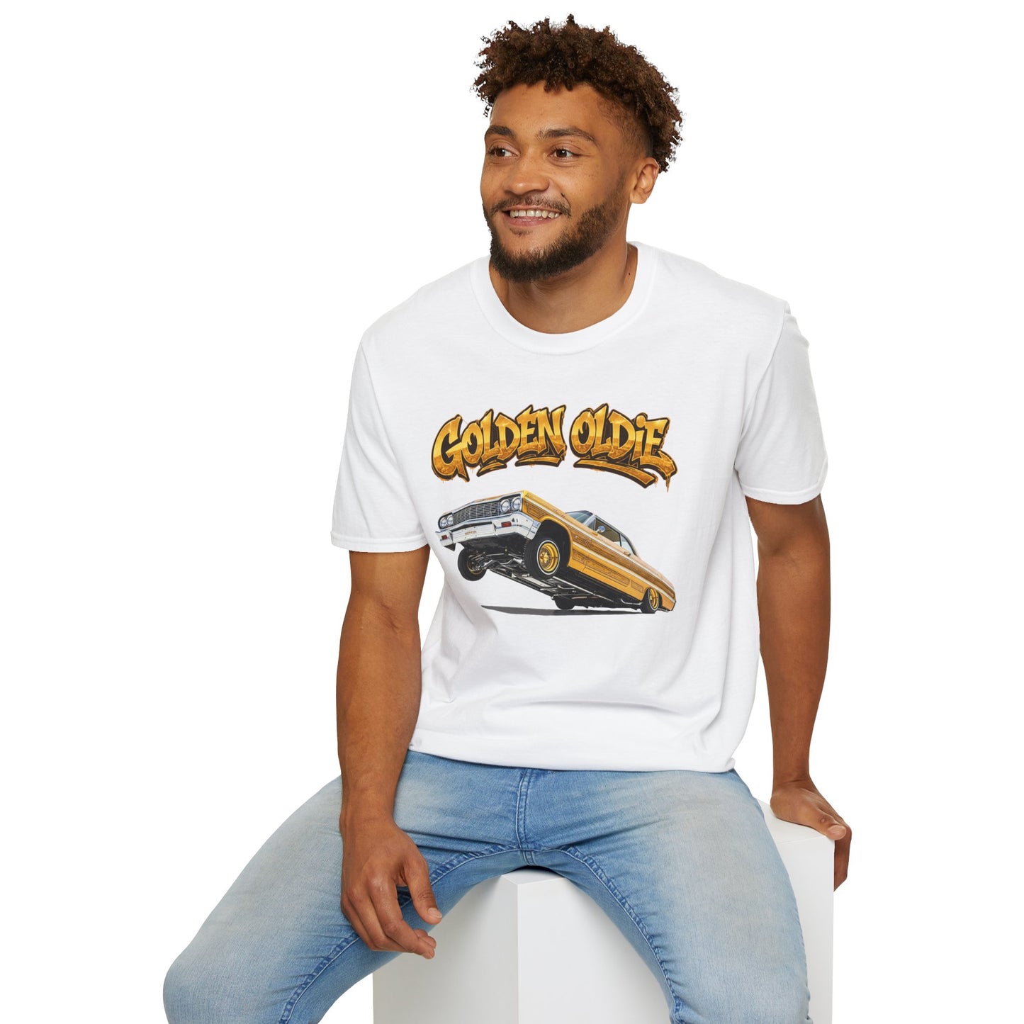 Golden Oldie Lowrider Shirt, Classic Car Tee, Vintage Auto Graphic Shirt, Car Enthusiast Gift, Retro Car Lover Tee