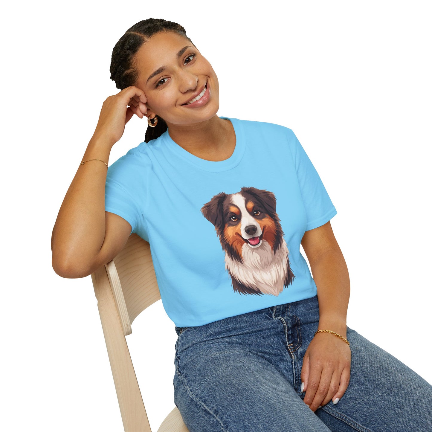 Australian Shepherd Dog Portrait Shirt – Aussie Dog Lover Gift, Cute Dog Mom Tee, Dog Dad Shirt, Pet Breed Apparel