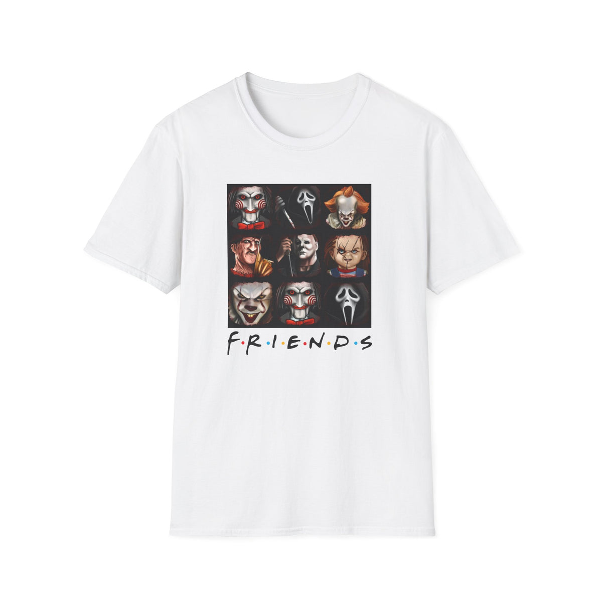 Horror Movie Villains Halloween Softstyle T-Shirt, Scary Movie Tee, Halloween Shirt, Horror Movie Fan Gift, Horror Movie Characters
