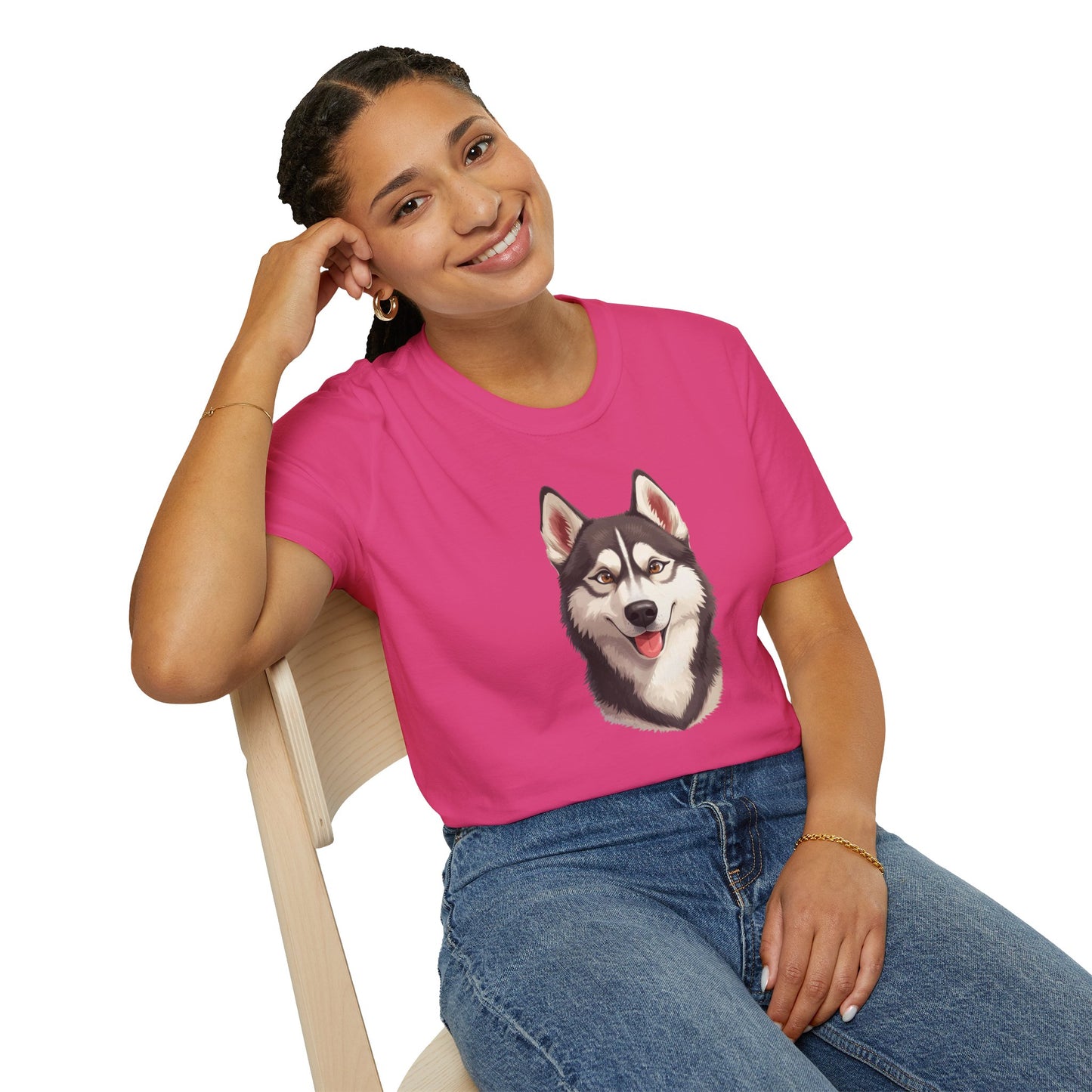 Siberian Husky Dog Portrait Shirt – Husky Dog Lover Gift, Cute Dog Mom Tee, Dog Dad Shirt, Pet Breed Apparel
