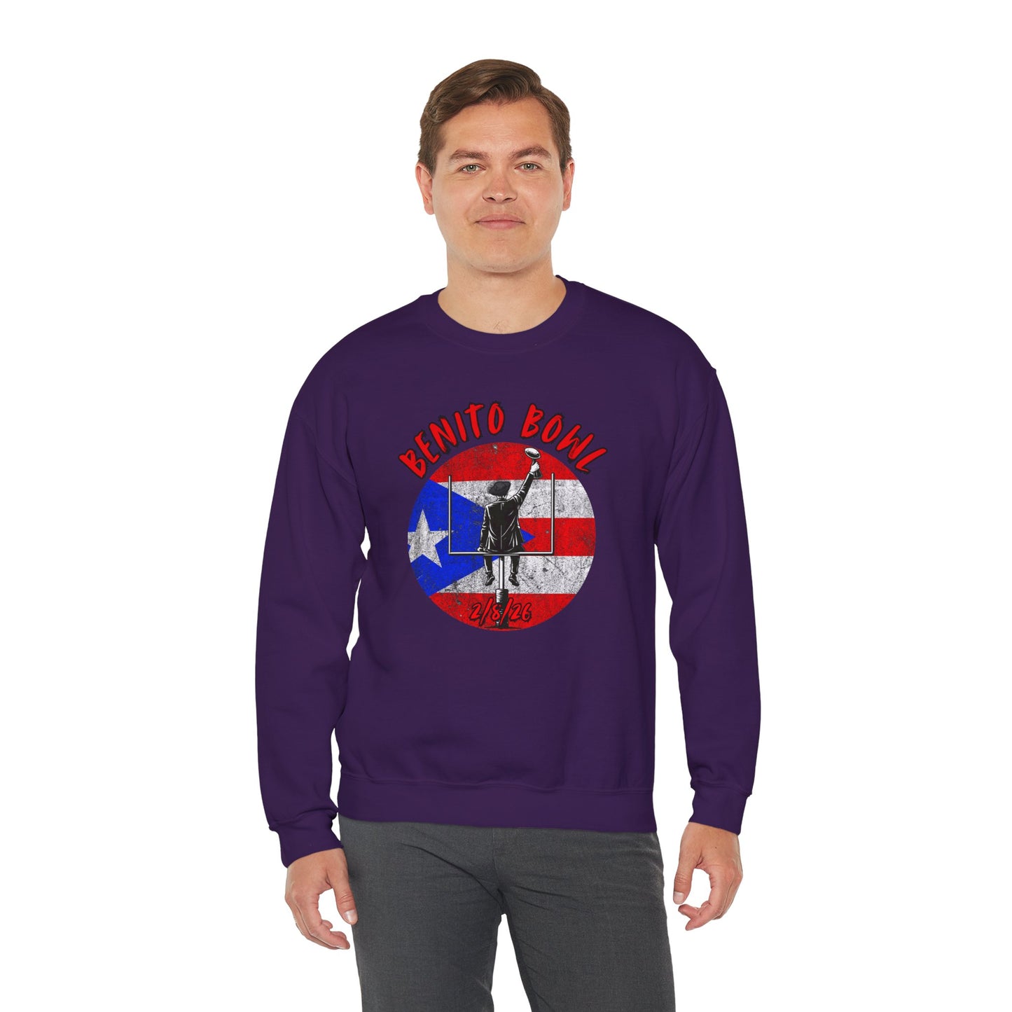 Benito Bowl 2/8/26 Sweatshirt – Puerto Rico Heritage, Boricua Pride Football Fan Sweatshirt