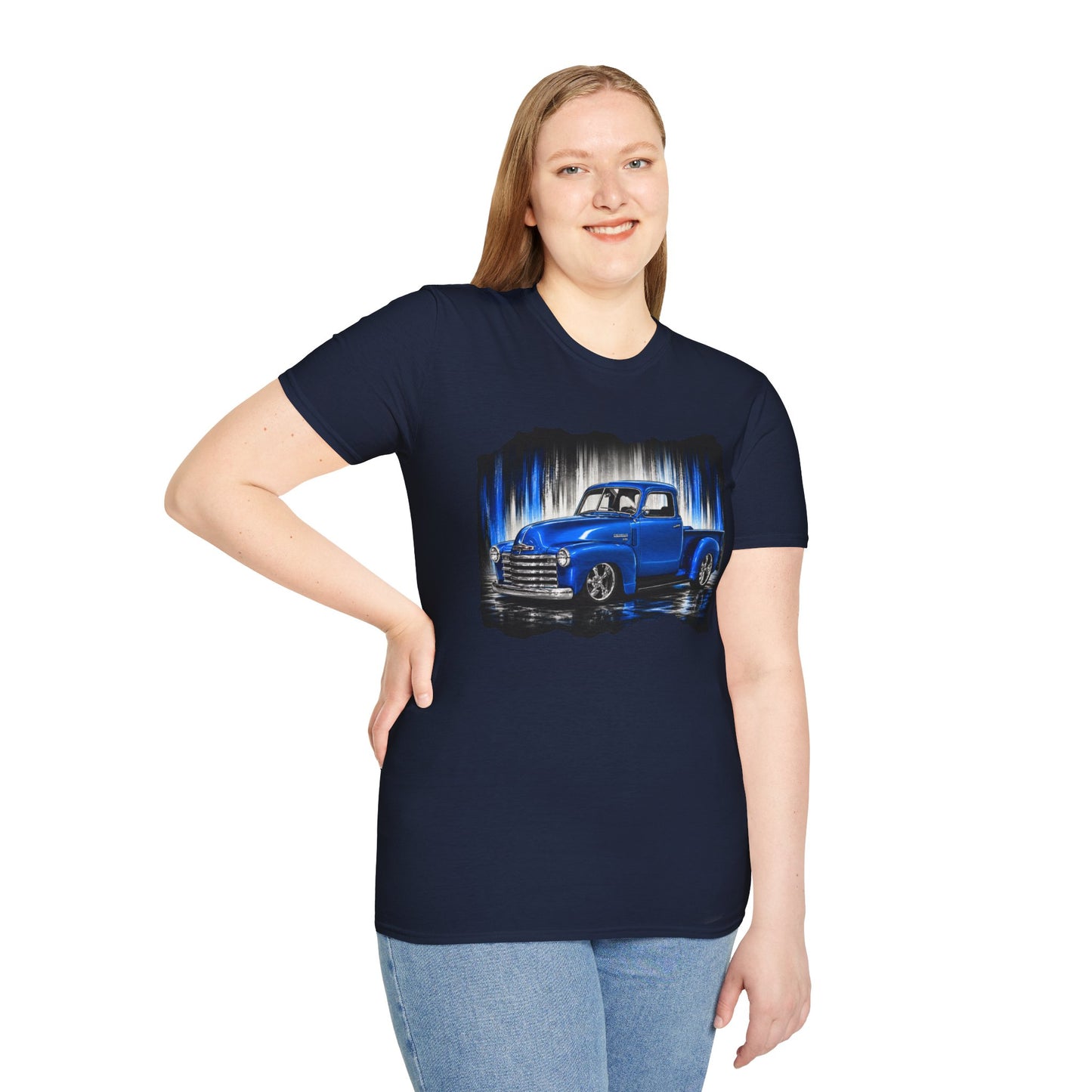 Vintage Truck Shirt, Blue Pickup Truck Tee, Classic Truck Graphic Shirt, Truck Enthusiast Gift, Retro Auto Unisex Tee