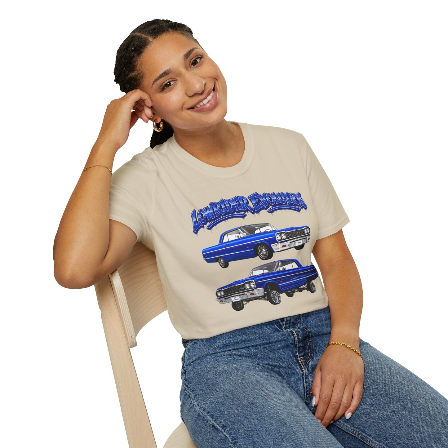 Classic Lowrider Shirt, Lowrider Evolution Tee, Blue Vintage Car Shirt, Car Enthusiast Gift, Retro Auto Graphic Tee