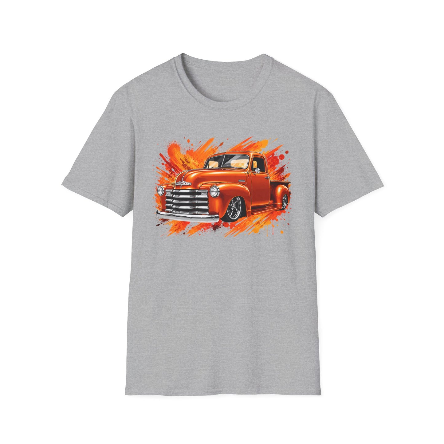 Orange Classic Truck T-Shirt, Vintage Pickup Graphic Tee, Custom Truck Shirt for Car Lovers