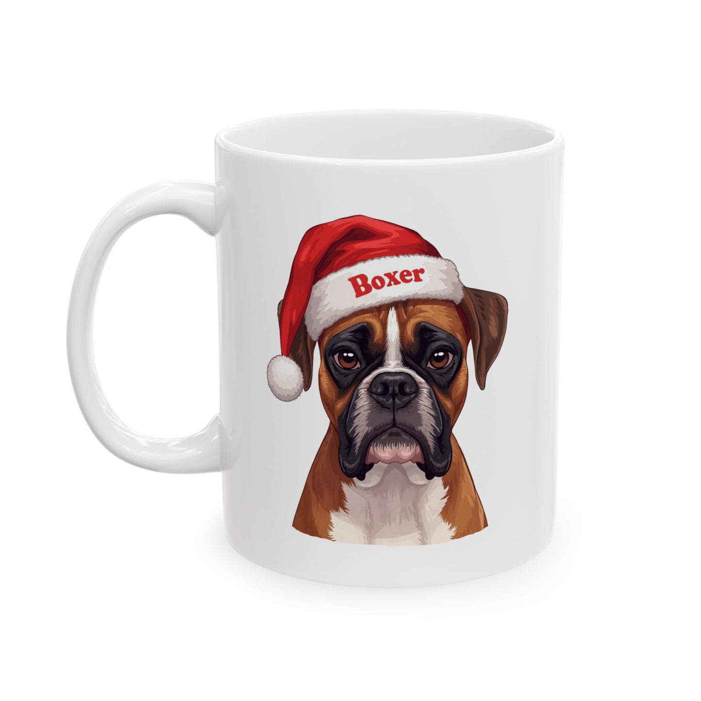 Boxer Holiday Portrait Mug – Cute Holiday Coffee Cup, Festive Boxer Ceramic Mug, Christmas Gift Idea (11oz/15oz)