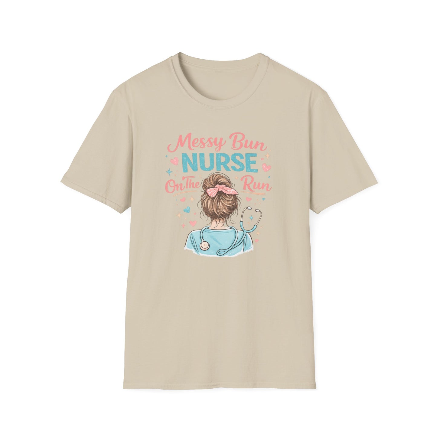 Messy Bun Nurse On The Run Shirt – Cute Nurse T-Shirt for Women – Funny RN CNA Nursing Student Tee – Nurse Gift for Her, Medical Worker Apparel