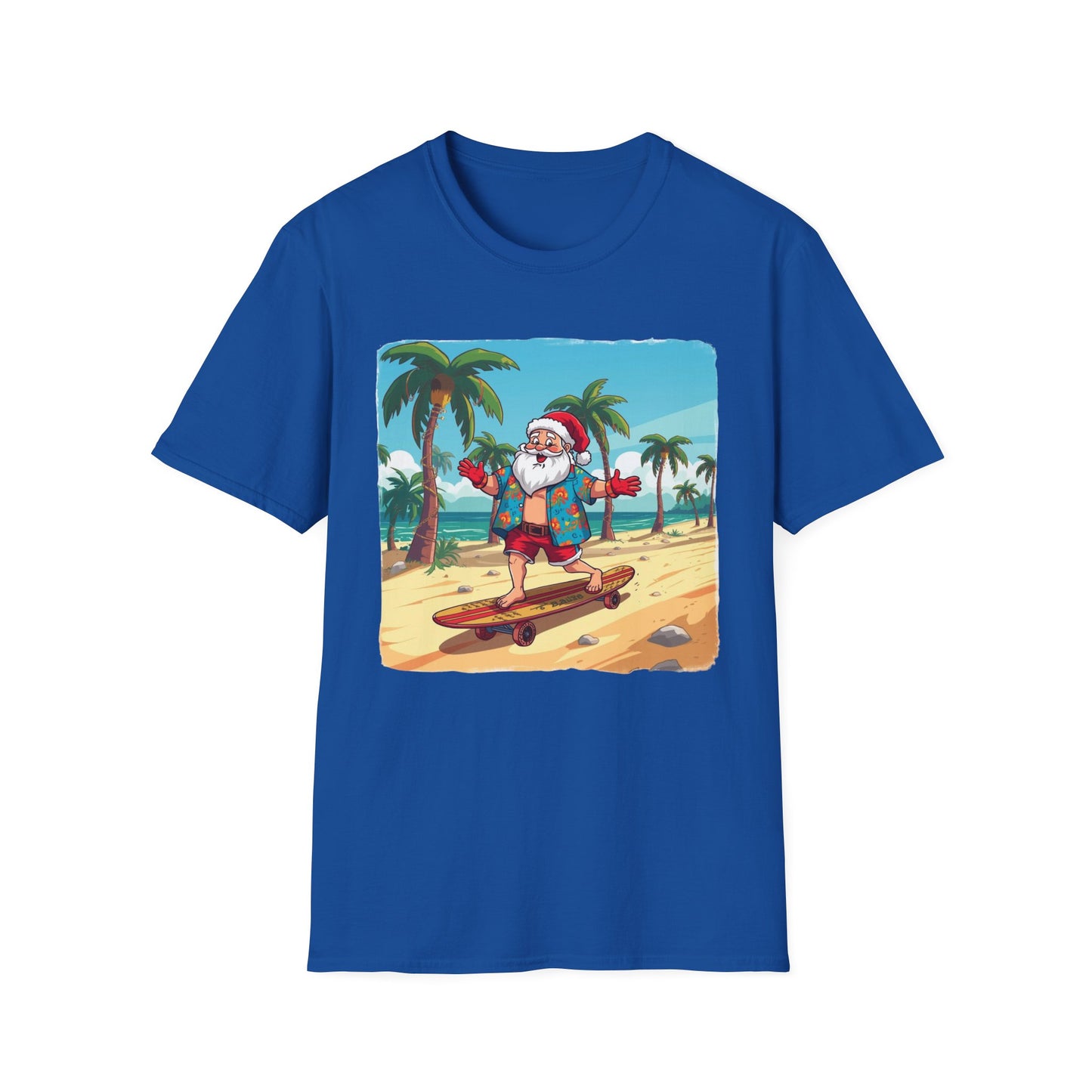 Tropical Santa riding a longboard shirt, Family Christmas Shirts, Christmas T Shirt, Holiday Shirt, Cute Xmas Shirt for the family, Holiday Gift