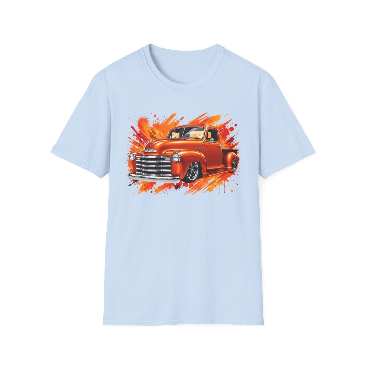Orange Classic Truck T-Shirt, Vintage Pickup Graphic Tee, Custom Truck Shirt for Car Lovers