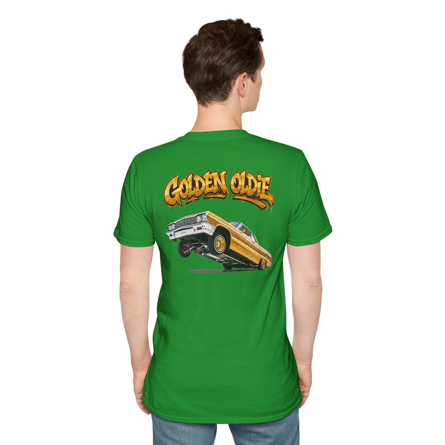 Back Print Lowrider Shirt, Golden Oldie Classic Car Tee, Vintage Car Enthusiast Shirt, Retro Auto Gift, Unisex Car Lover Tee