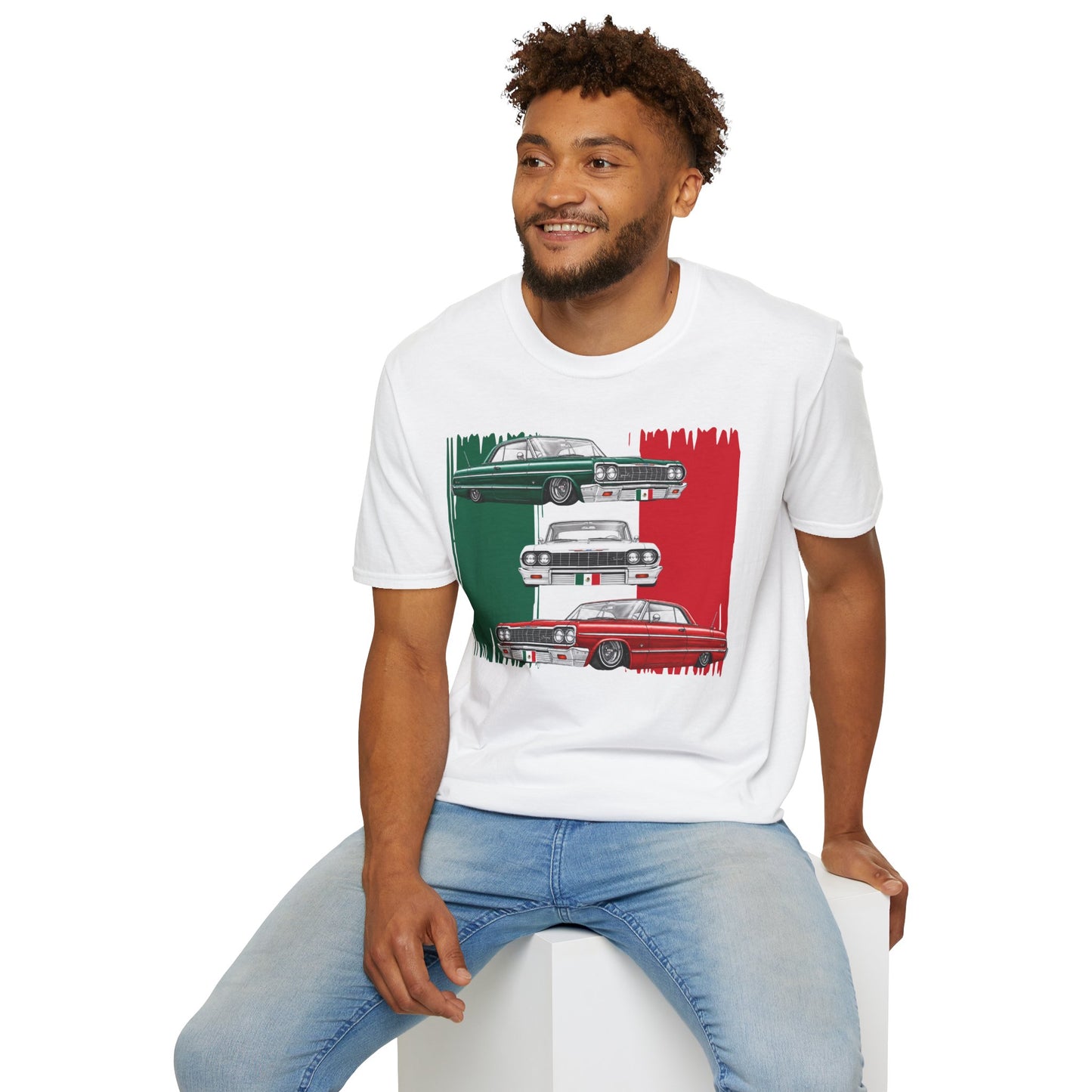 Lowrider Shirt, Mexican Flag Classic Car Tee, Vintage Car Graphic Shirt, Car Enthusiast Gift, Retro Auto Unisex Tee