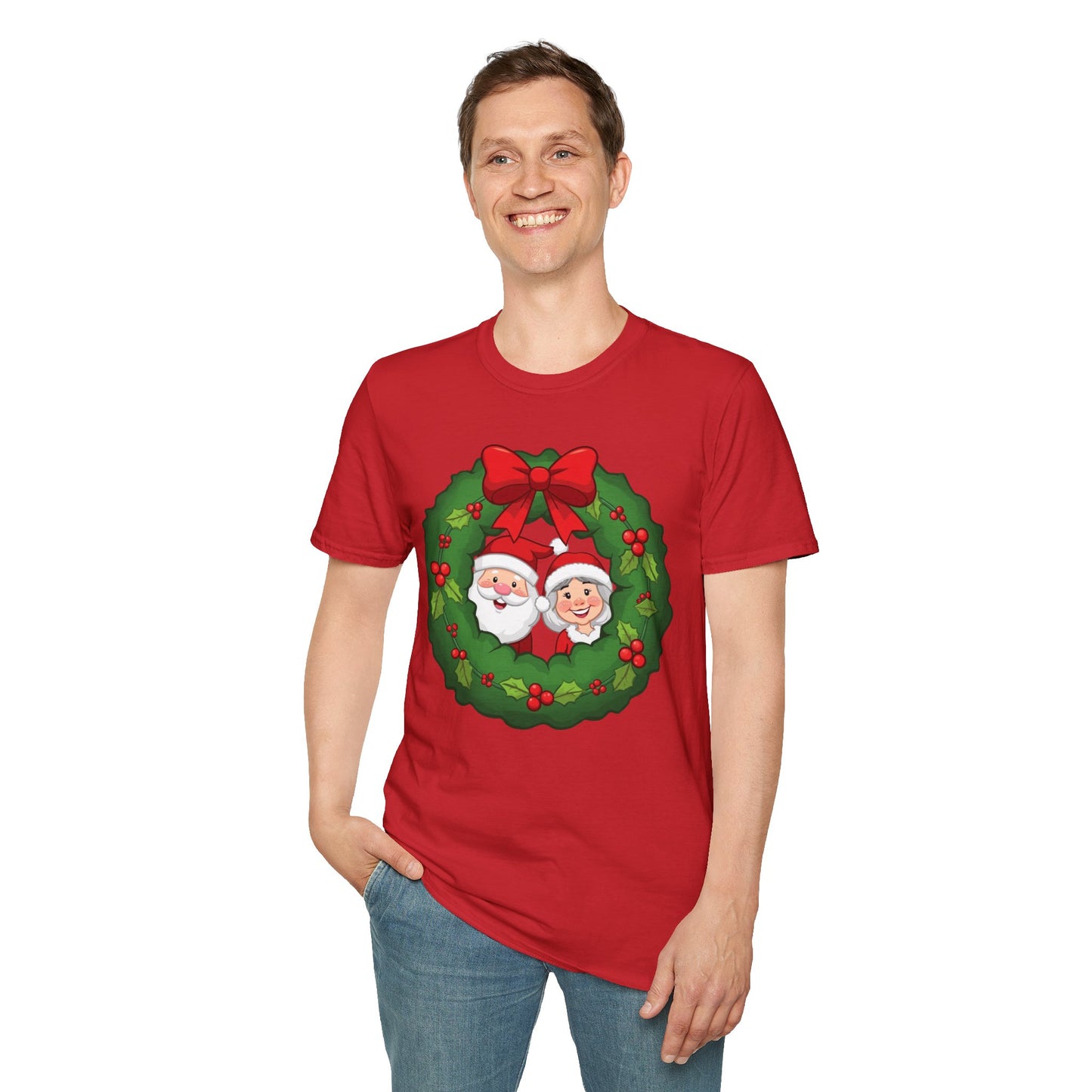 Santa and Mrs. Claus in a Wreath Shirt, Family Christmas Shirts, Christmas T Shirt, Holiday Shirt, Cute Xmas Shirt for the family, Holiday Gift