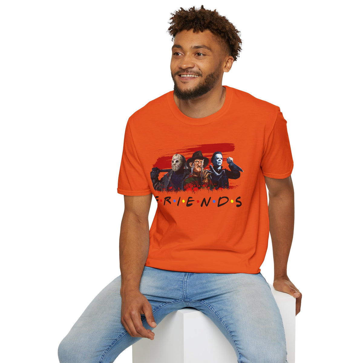 Horror Movie Villains Halloween Friends Softstyle T-Shirt, Scary Movie Tee, Halloween Shirt, Horror Movie Fan Gift, Horror Movie Characters