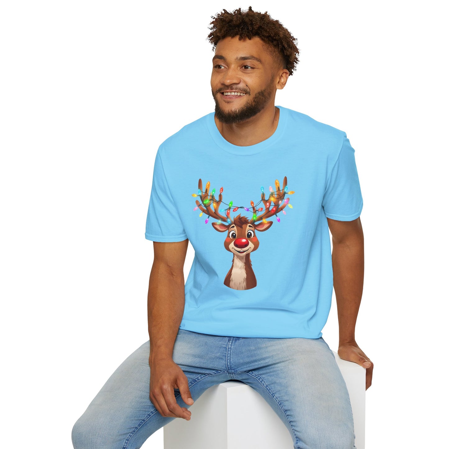 Reindeer with Christmas Lights Shirt, Family Christmas Shirts, Christmas T Shirt, Holiday Shirt, Cute Xmas Shirt for the family, Holiday Gift
