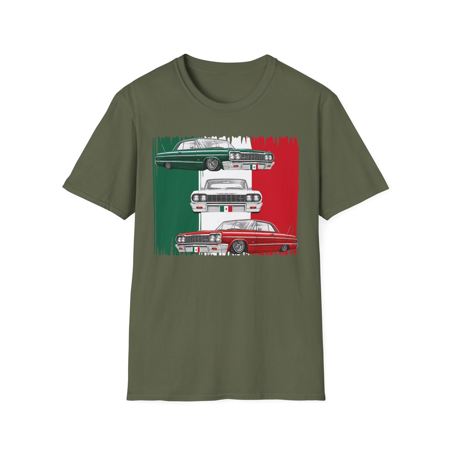 Lowrider Shirt, Mexican Flag Classic Car Tee, Vintage Car Graphic Shirt, Car Enthusiast Gift, Retro Auto Unisex Tee