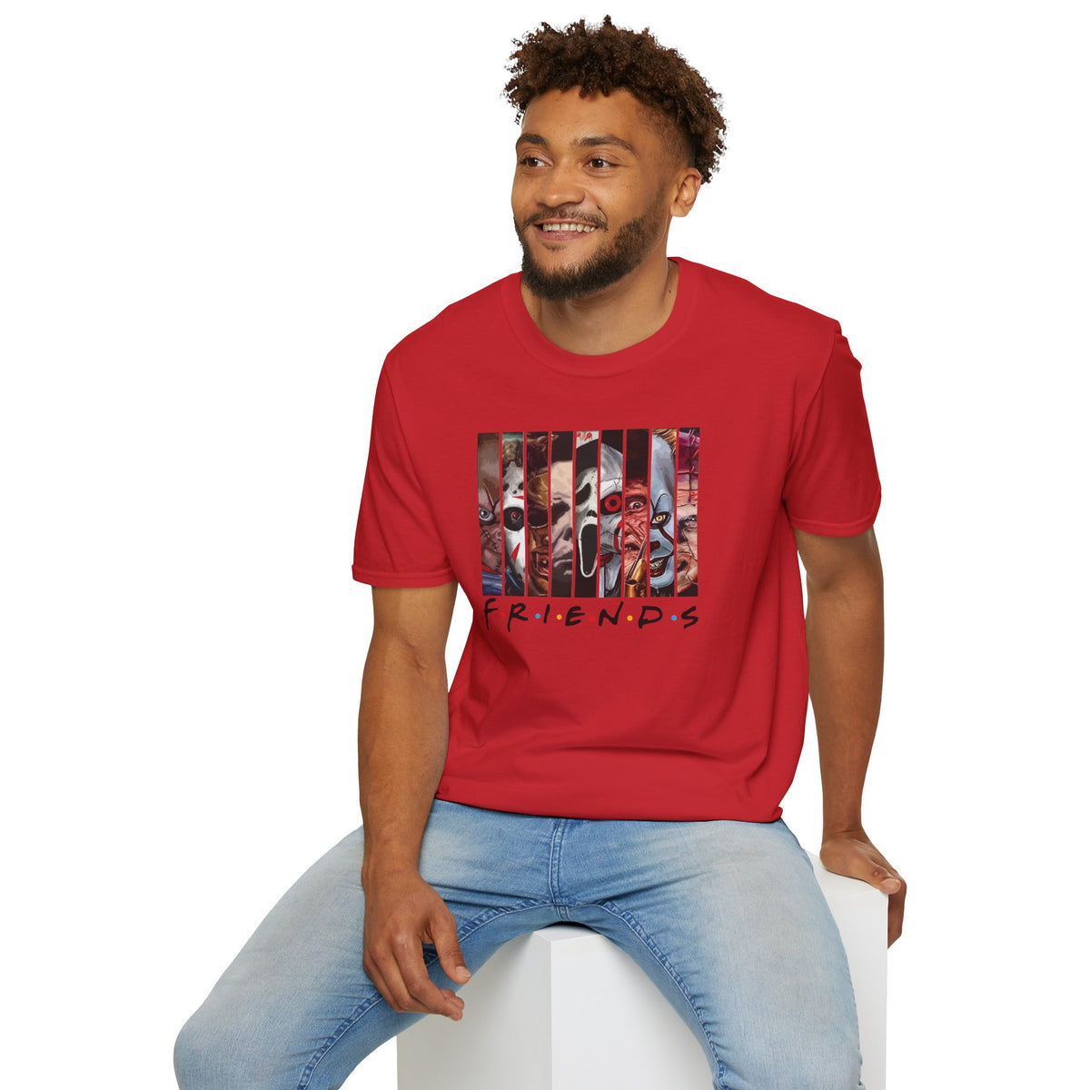 Horror Movie Villains Halloween Friends Softstyle T-Shirt, Scary Movie Tee, Halloween Shirt, Horror Movie Fan Gift, Horror Movie Characters