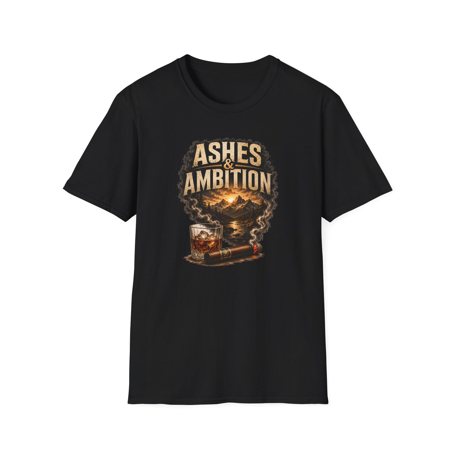 Ashes & Ambition Mountain Retreat T-Shirt – Cigar & Whiskey Lifestyle Tee
