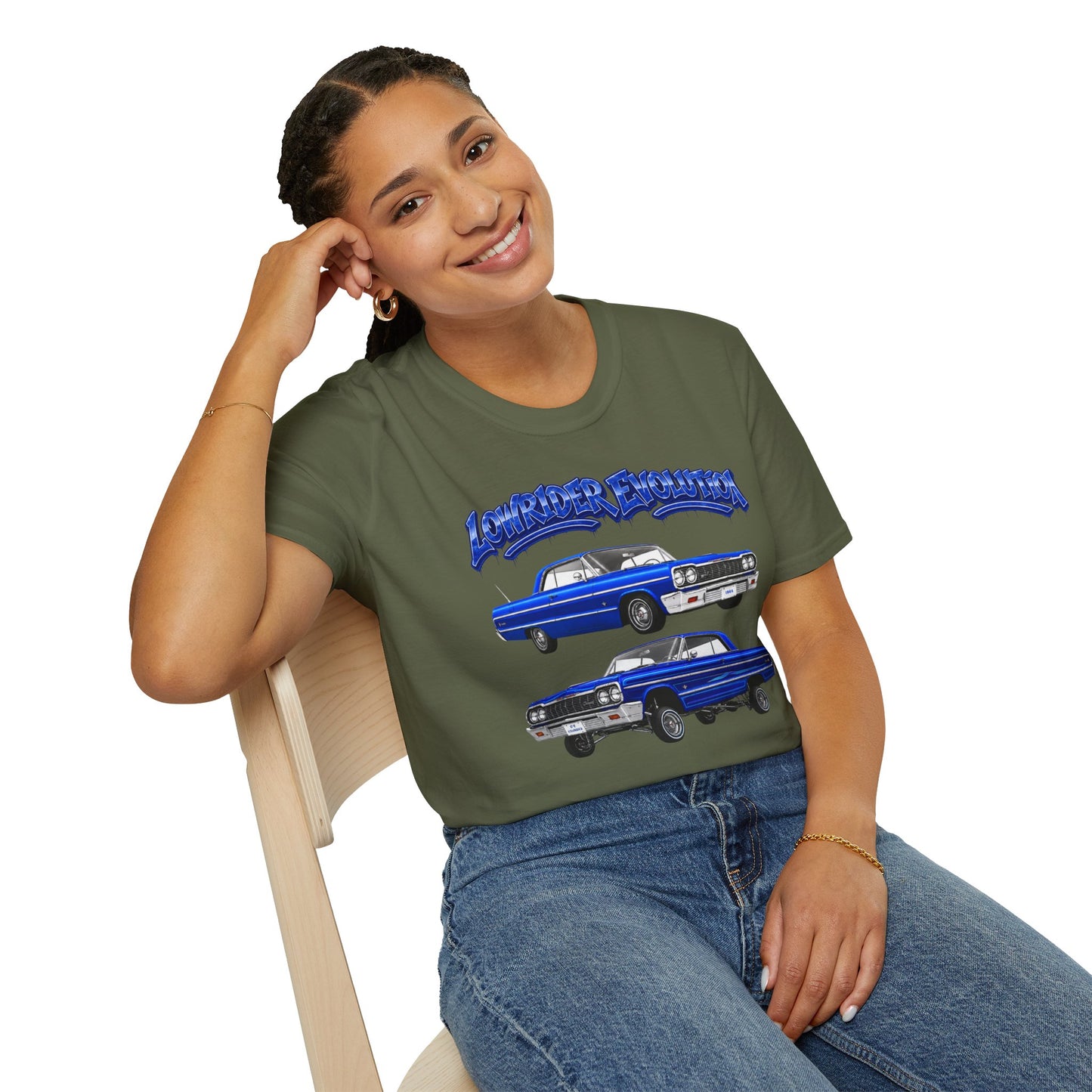 Classic Lowrider Shirt, Lowrider Evolution Tee, Blue Vintage Car Shirt, Car Enthusiast Gift, Retro Auto Graphic Tee