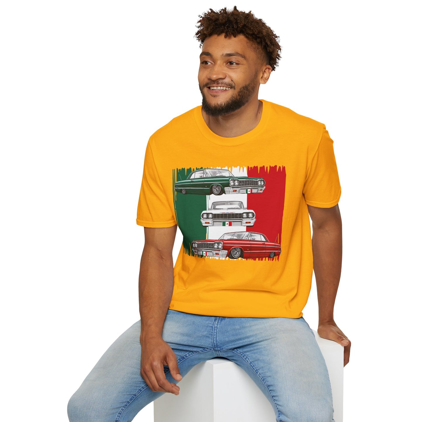 Lowrider Shirt, Mexican Flag Classic Car Tee, Vintage Car Graphic Shirt, Car Enthusiast Gift, Retro Auto Unisex Tee