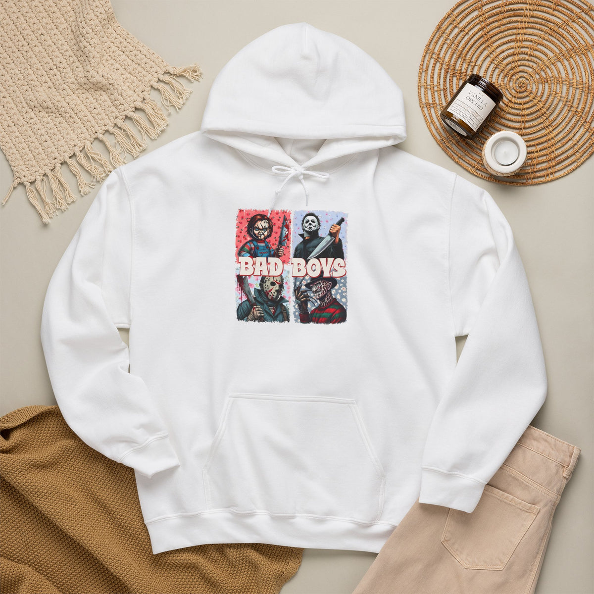 Horror Movie Villains Halloween Bad Boys Unisex Hoodie, Scary Movie Pullover, Horror Movie Sweatshirt, Halloween Costume Hoodie