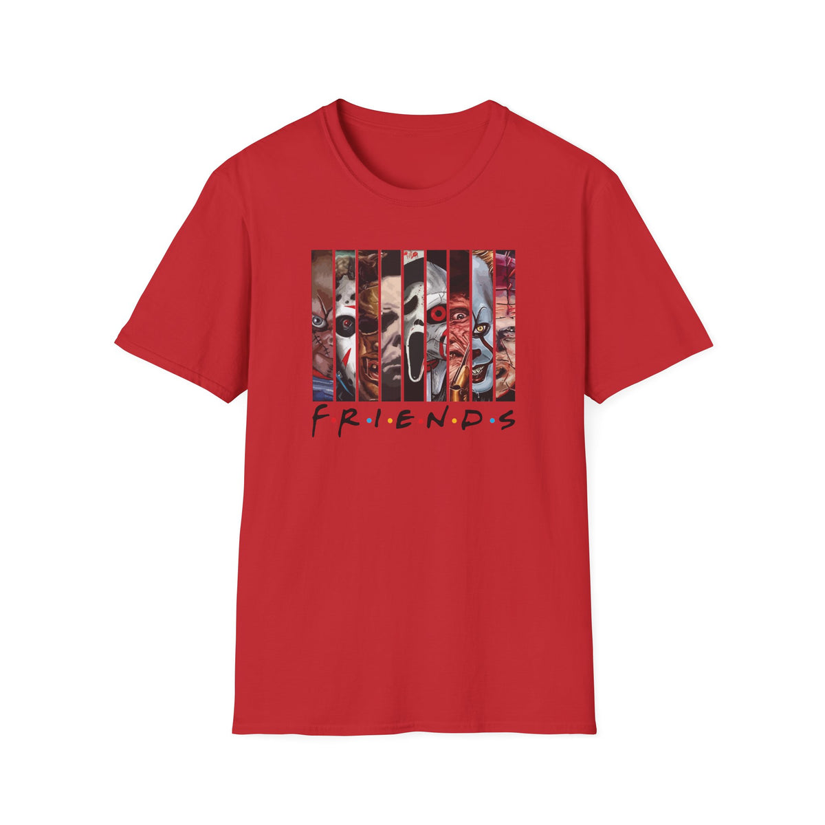 Horror Movie Villains Halloween Friends Softstyle T-Shirt, Scary Movie Tee, Halloween Shirt, Horror Movie Fan Gift, Horror Movie Characters