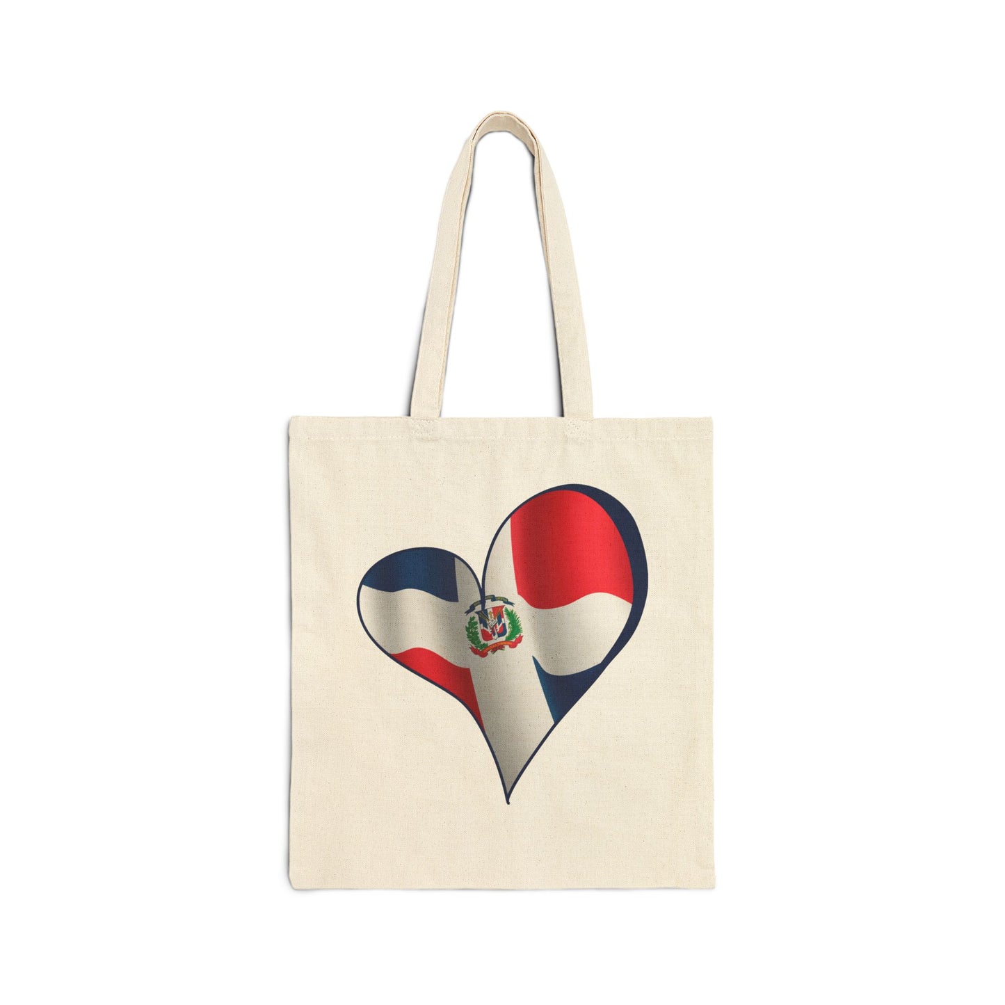 Dominican Republic Flag Heart Tote Bag, Cotton Canvas Grocery Shopping Beach Handbag, Dominican Pride Gift, Patriotic Shoulder Bag