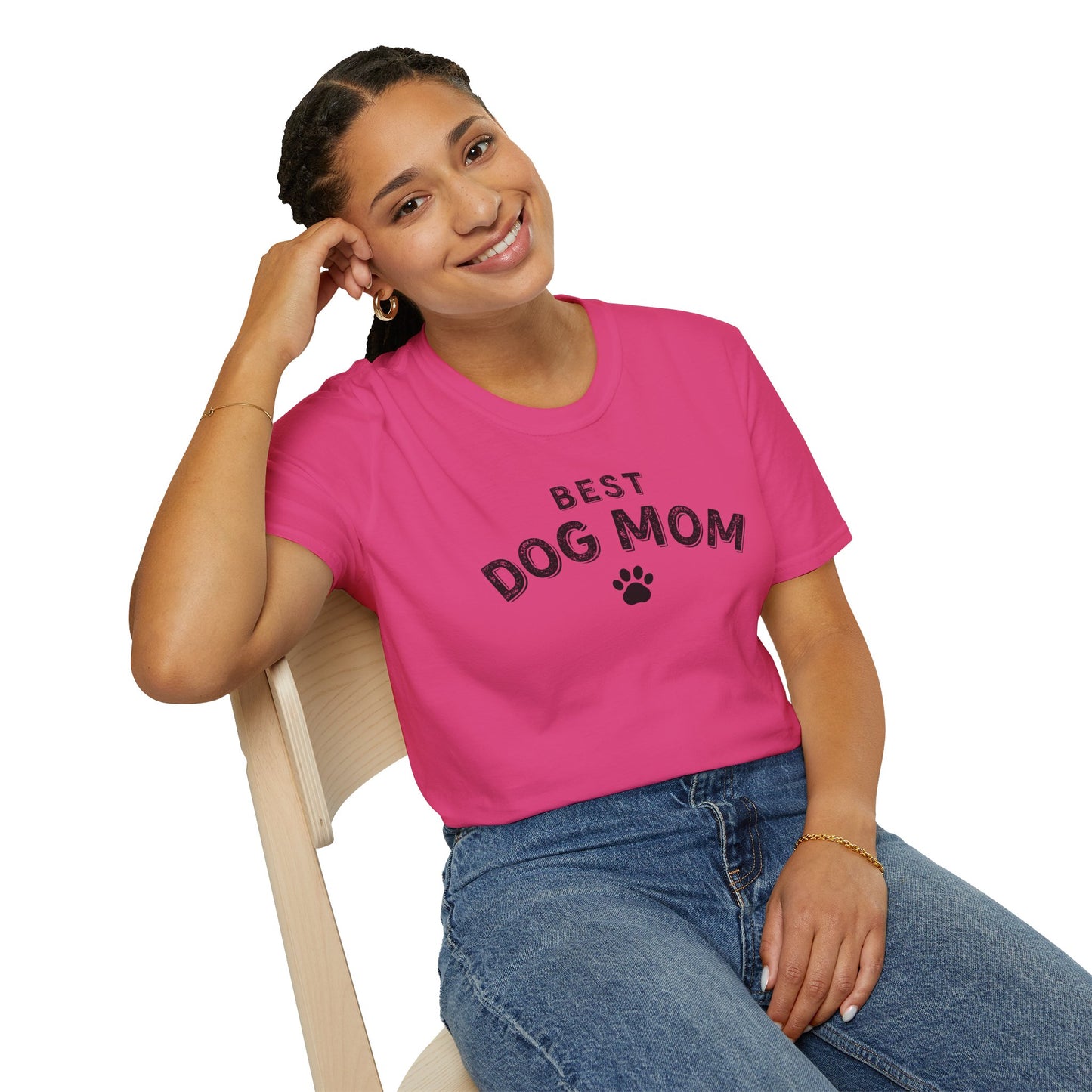 Best Dog Mom T-Shirt – Cute Dog Lover Shirt with Paw Print, Funny Pet Mom Gift Tee