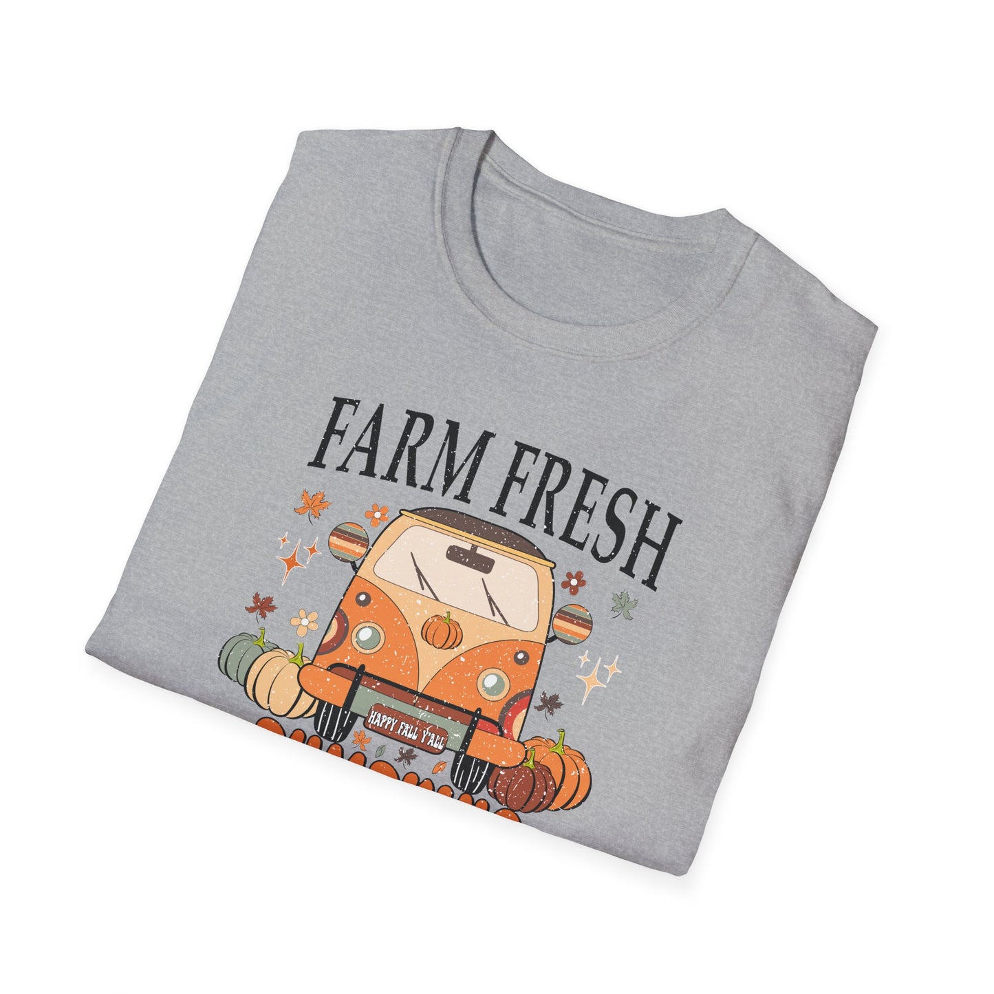 Farm Fresh Pumpkin Happy Fall Yall T-Shirt - Women's Autumn Tee, Thanksgiving Shirt, Pumpkin Thanksgiving Tee, Cozy Fall Tee for Her