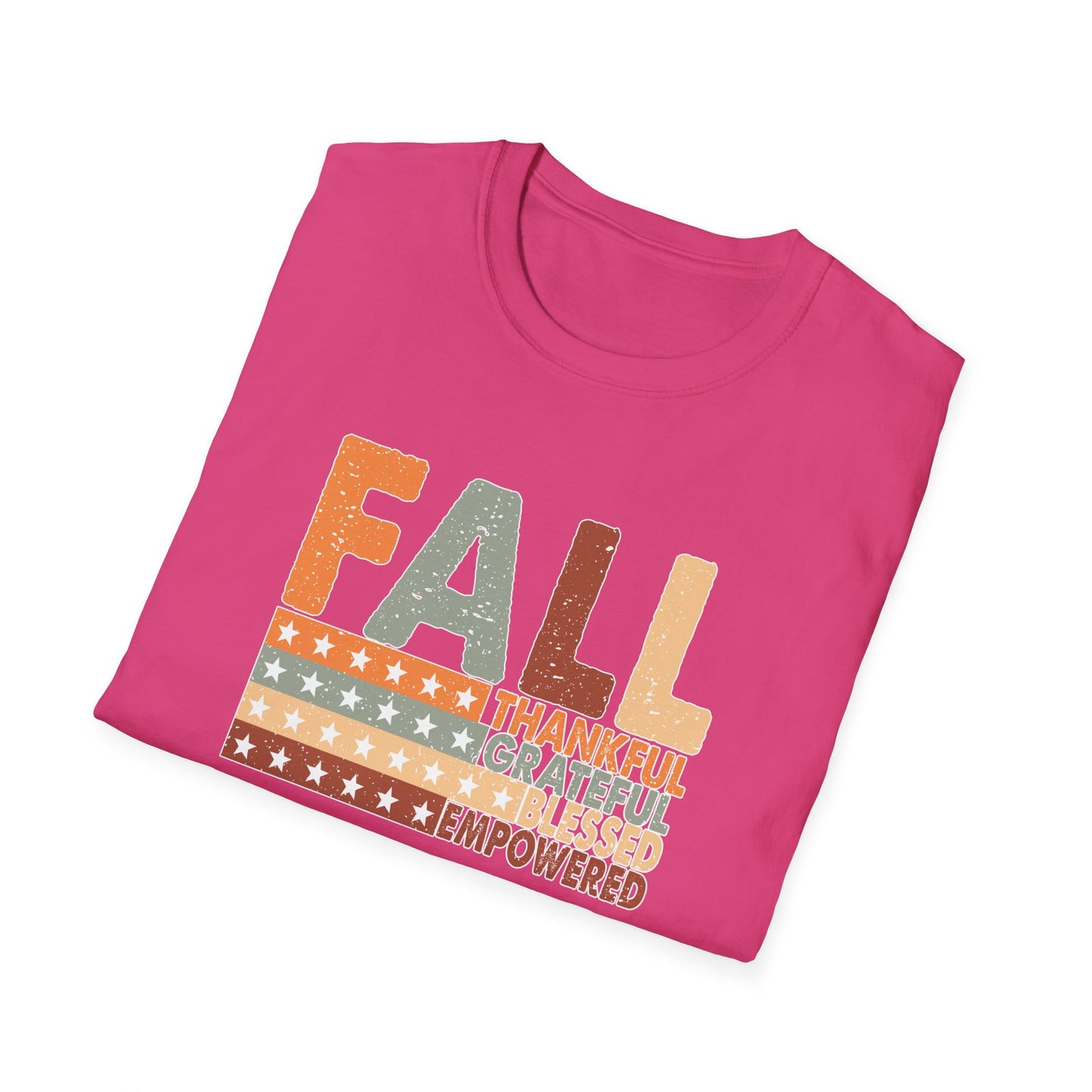 Fall Unisex Softstyle T-Shirt with Inspirational Words, Thankful, Grateful, Blessed, Empowered, Fall Tee, Hope Shirt, Thanksgiving Shirt
