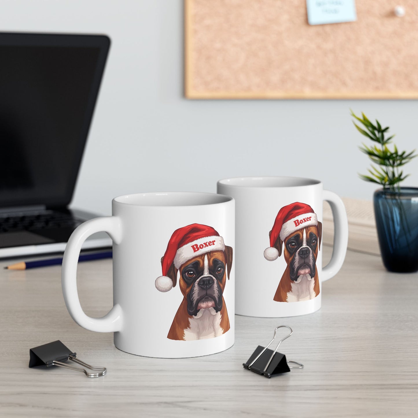 Boxer Holiday Portrait Mug – Cute Holiday Coffee Cup, Festive Boxer Ceramic Mug, Christmas Gift Idea (11oz/15oz)