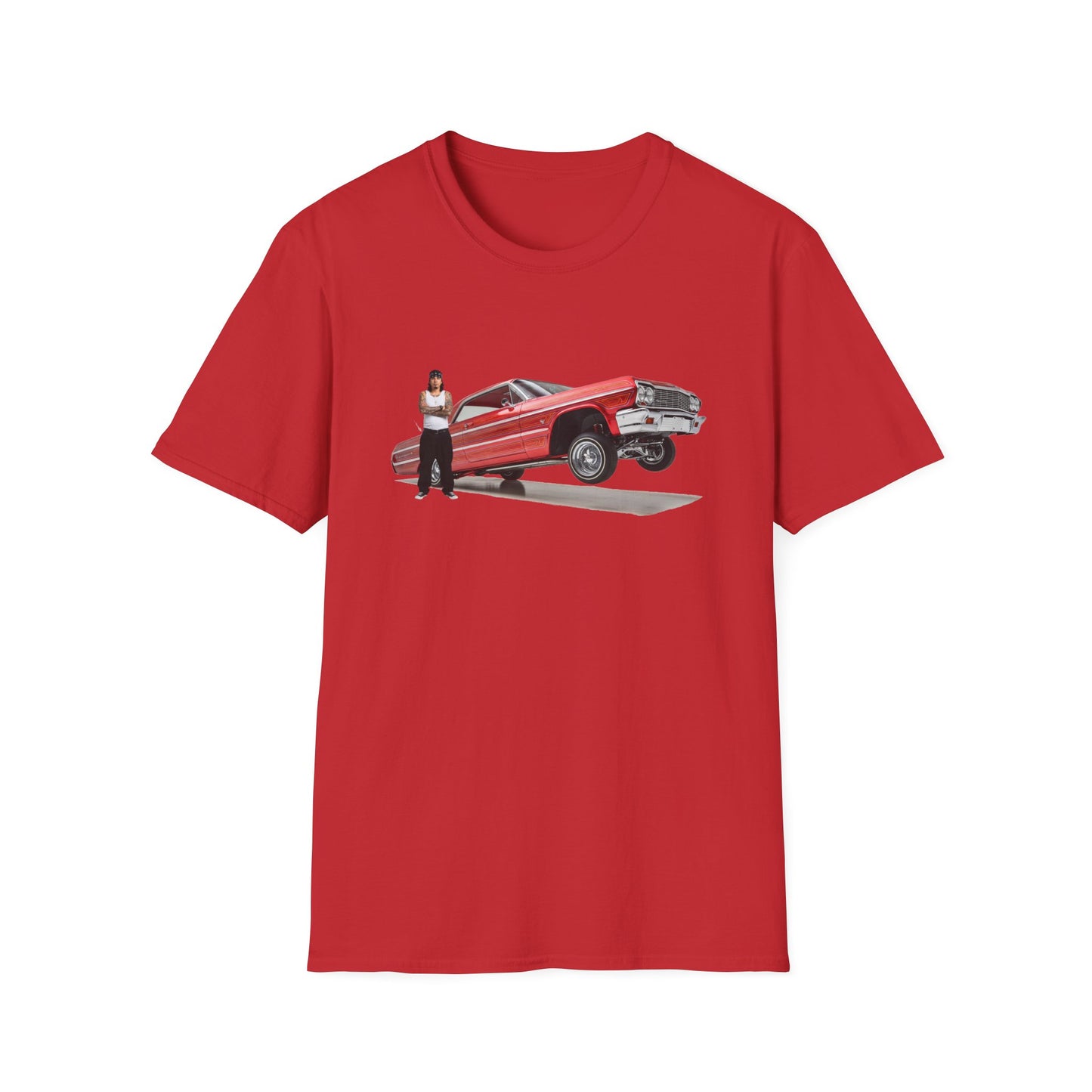1964 Chevy Impala Hydraulics Lowrider Hoppin' graphic T-Shirt - Old School Hip Hop Cholo Art Tee Design - Chicano Car Club Graphic Tee