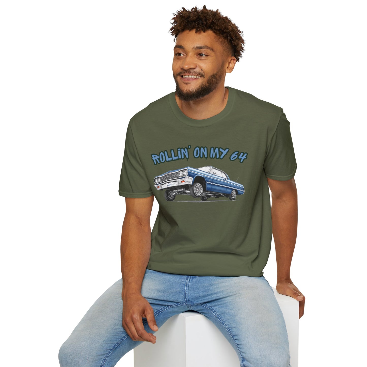 Lowrider Shirt, Rollin On My 64 Tee, Classic Car Graphic Shirt, Vintage Car Enthusiast Gift, Retro Auto Unisex Tee