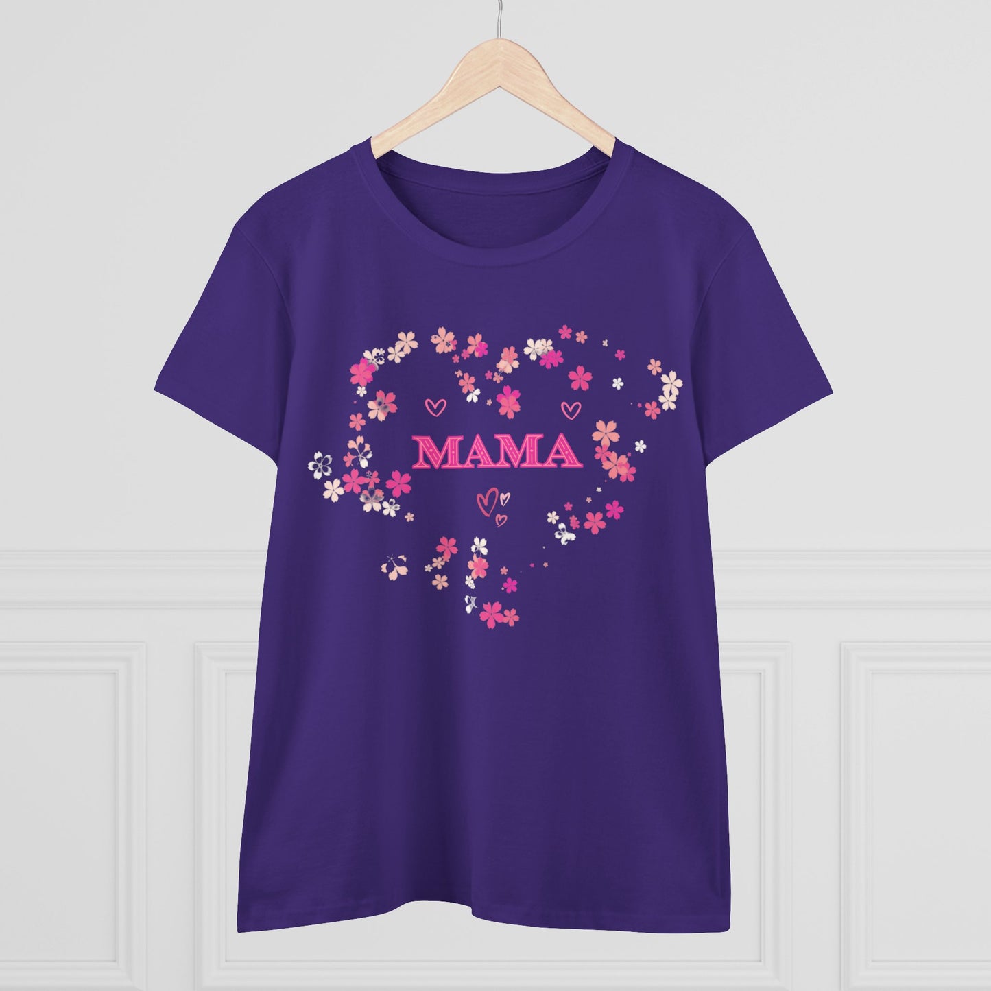 Floral Mama Women's Tee, Mother's Day Shirt, Heart Print Shirt, Mom Gift Shirt, Motherhood Tee, Mom Gift, MAMA Pride Shirt
