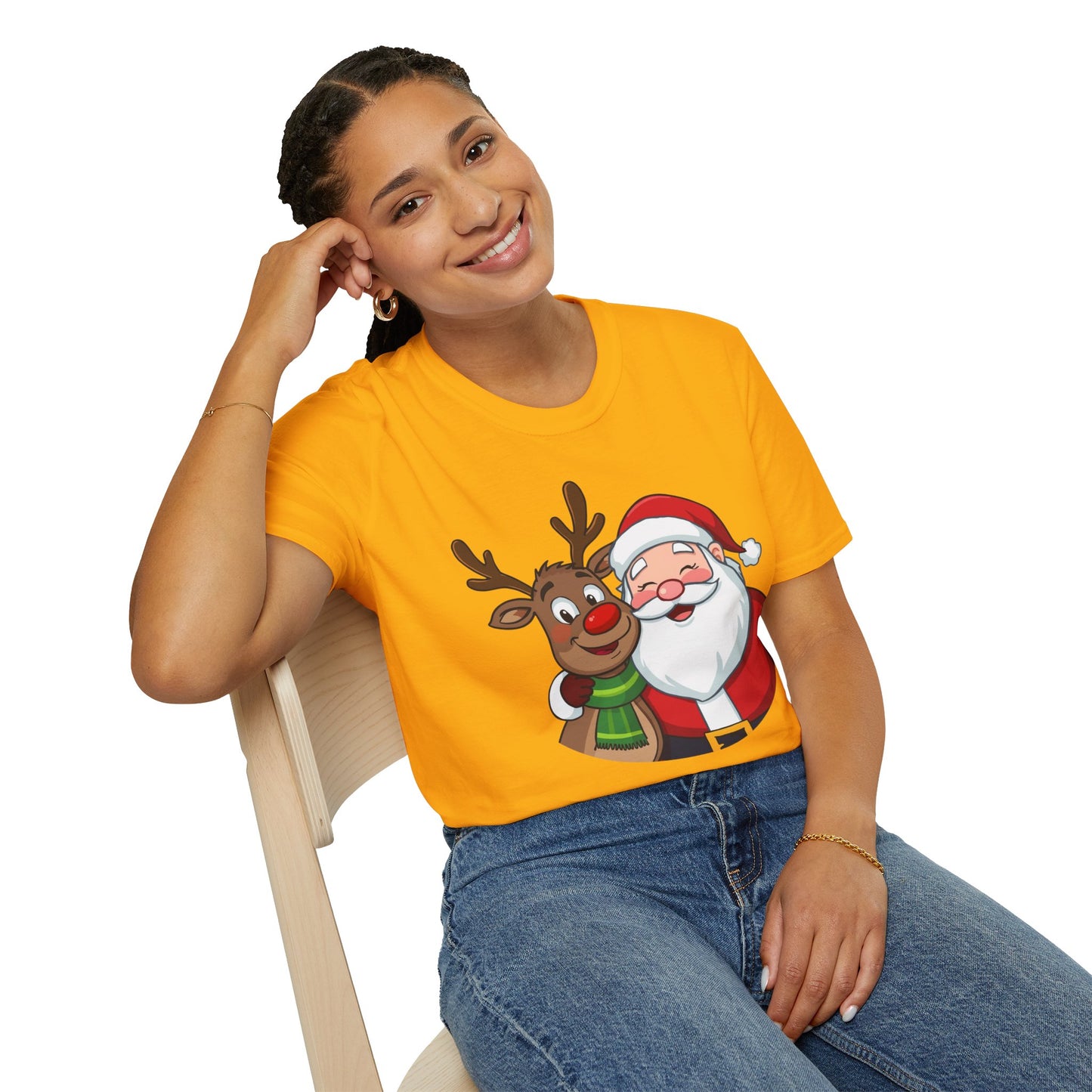 Smiling Santa and Rudolph Shirt, Family Christmas Shirts, Christmas T Shirt, Holiday Shirt, Cute Xmas Shirt for the family, Holiday Gift