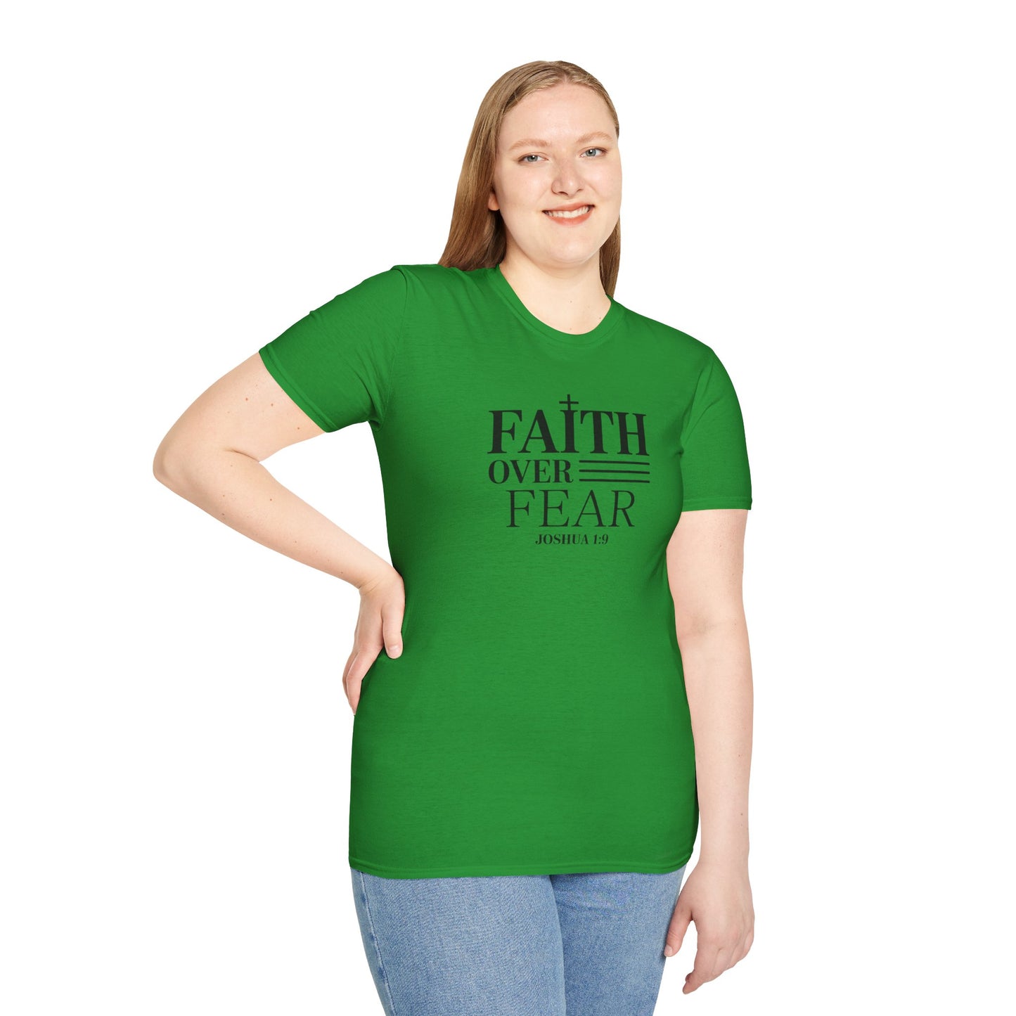 Faith Over Fear T-Shirt – Joshua 1:9 Bible Verse Shirt, Christian Inspirational Scripture Tee